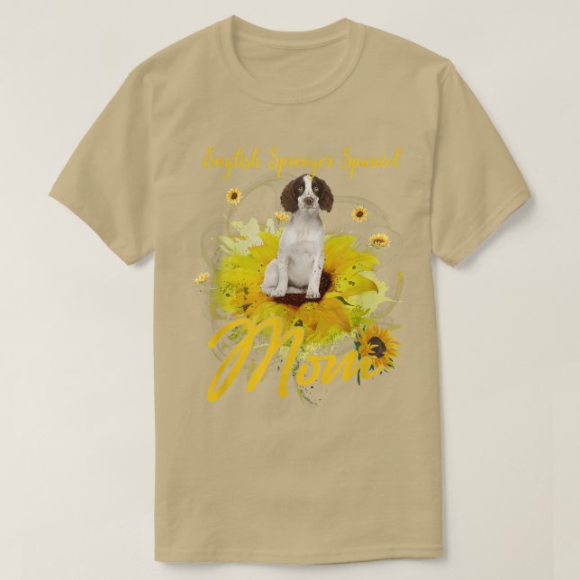 Camiseta Sunflower English Springer Spanel Mamãe Cachorro L (Frente do Design)
