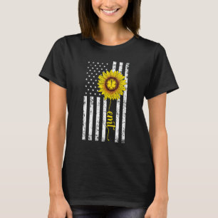 Camiseta Sunflower EUA Flag Americano Emt Emergency Medical