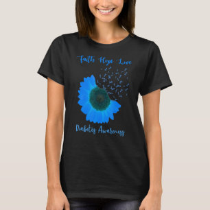 Camiseta Sunflower Faith ama diabetes consciência diabética