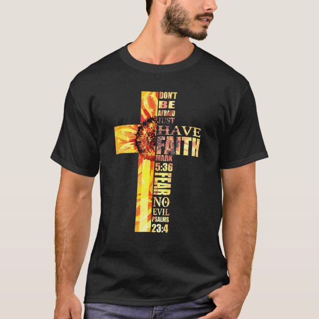 Camiseta Sunflower Faith Cross Medo Nenhum Mau Christian Ul (Frente)