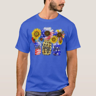 Camiseta Sunflower Faith Esperança ama bandeira dos EUA 4 d