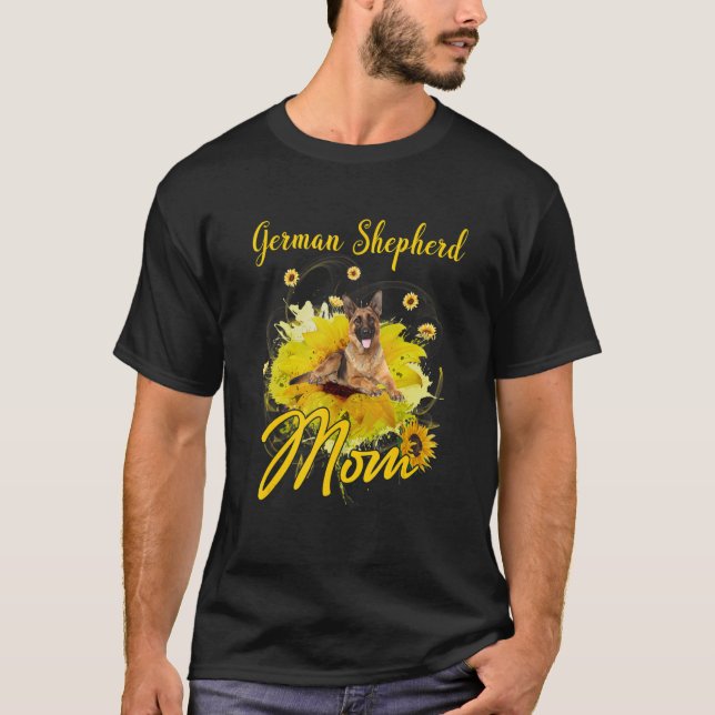 Camiseta Sunflower German Shepherd Mom Dog Mother's (Frente)