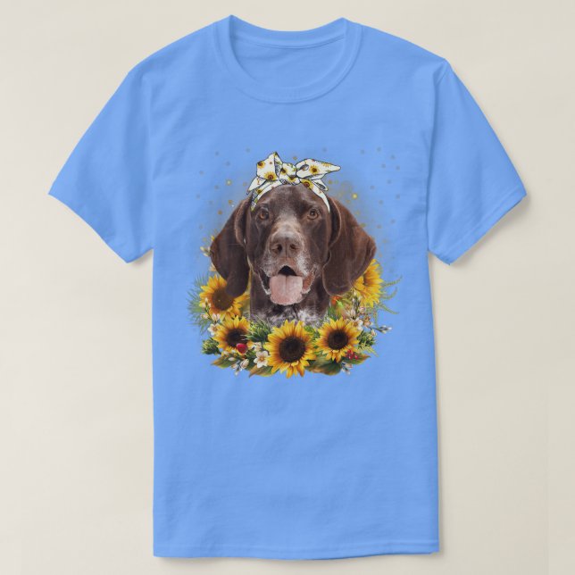 Camiseta Sunflower German Shorired Pointer Dog Mães D (Frente do Design)