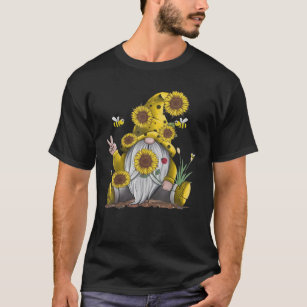 Camiseta Sunflower Gnomo com Abelha Engraçada Hippie Gnomo