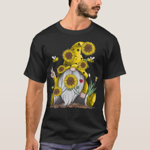 Camiseta Sunflower Gnomo com Abelha Engraçada Hippie Gnomo