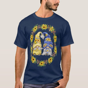 Camiseta Sunflower Gnomo Mostra Coração e Amor Para Jardine