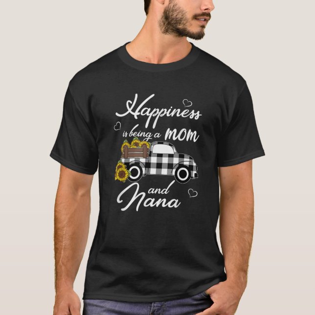 Camiseta Sunflower Grandma Happiness is being a Mom and Nan (Frente)