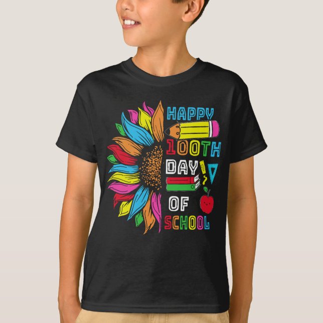 Camiseta Sunflower Happy 100º Dia da Escola (Frente)