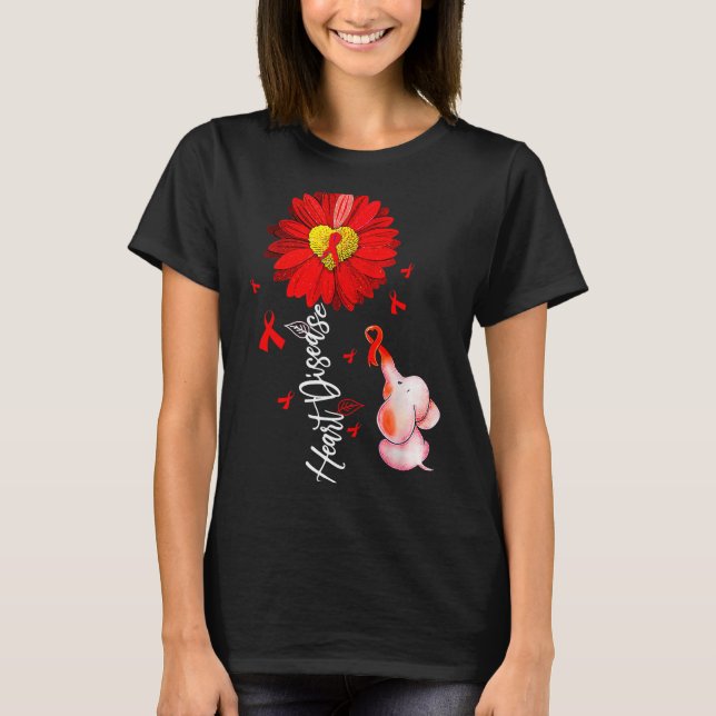 Camiseta Sunflower Heart Warrior Red Elephant Heart Disease (Frente)