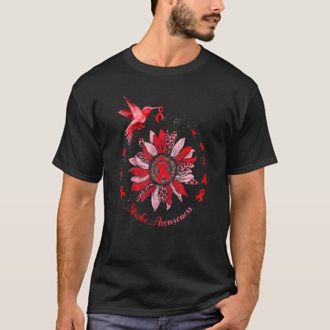 Camiseta Sunflower Hummingbird Red Stroke Warrior (Frente)