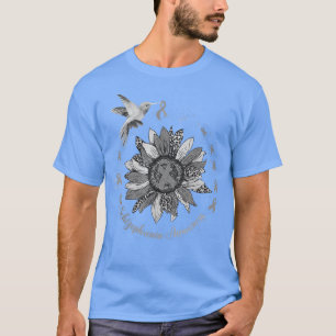 Camiseta Sunflower Hummingbird Silver Schizophrenia Warrior