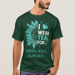 Camiseta Sunflower I Veste Teal Ribbon Cervical Health Awar