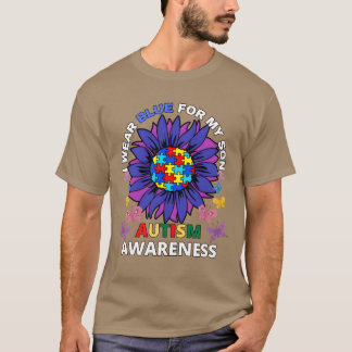 Camiseta sunflower i wear blue for my son autism awareness