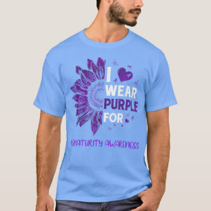Camiseta Sunflower I Wear Purple Ribbon Prematurity Awarene
