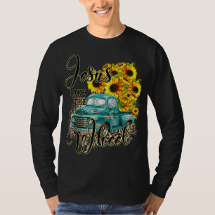 Camiseta Sunflower Jesus Pega A Roda Do Presente Cristão