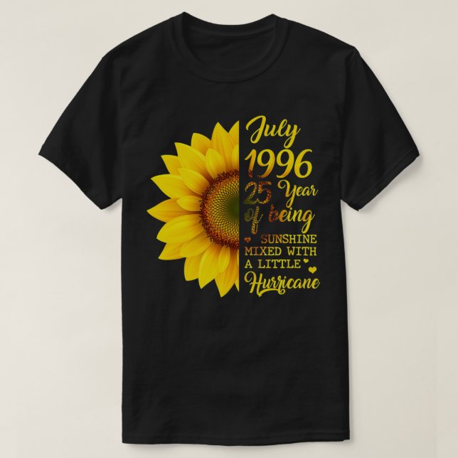 Camiseta Sunflower July 1996 25 Years Of Being Sunshine Hur (Frente do Design)