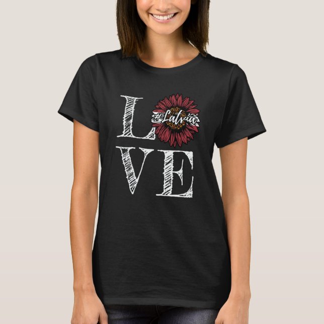 Camiseta Sunflower Latvia Love Latvian Flag (Frente)