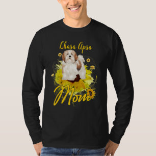 Camiseta Sunflower Lhasa Apso Mãe Cachorro Mãe de Mãe
