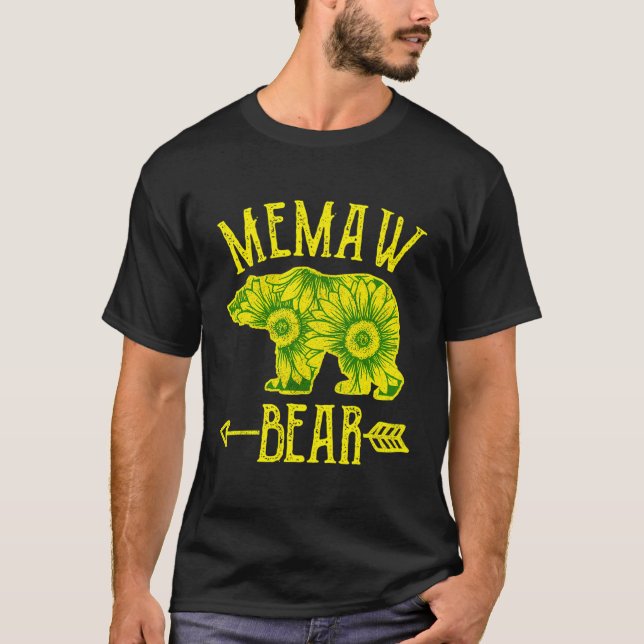 Camiseta Sunflower Memaw Bear Shirts Para Mulheres Frente F (Frente)