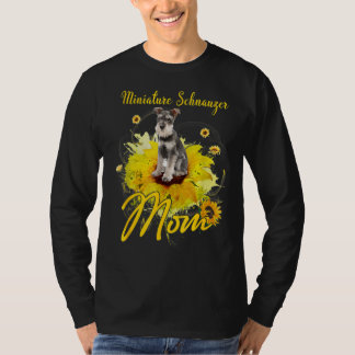 Camiseta Sunflower Miniature Schnauzer Mãe Cachorro Mãe da