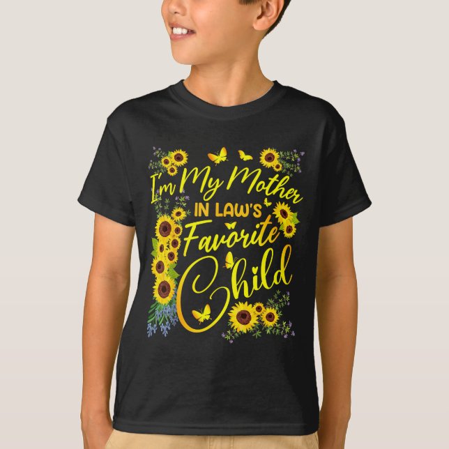 Camiseta Sunflower Mother In Law Favorite Child Funny Brigh (Frente)