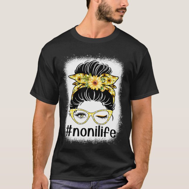 Camiseta Sunflower Noni Life Messaging Bun Bleaches Mãe da (Frente)
