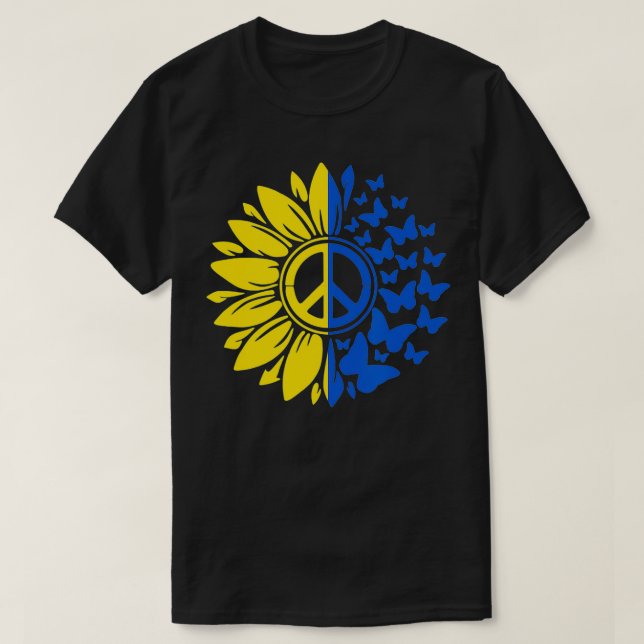 Camiseta Sunflower Peace Ucrânia Bandeira Ucrânia Fla (Frente do Design)