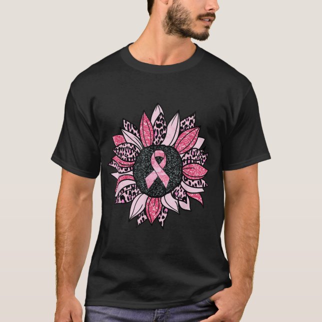 Camiseta Sunflower Pink Breast Cancer Awareness Women  (Frente)