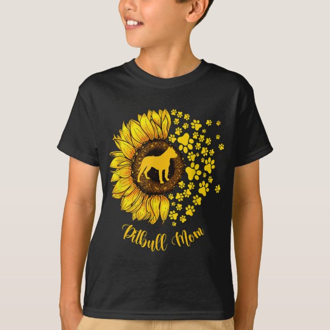 Camiseta Sunflower Pitbull Mãe Cachorro Lover (Frente)