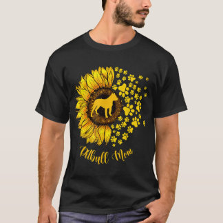 Camiseta Sunflower Pitbull Mãe Cachorro Lover