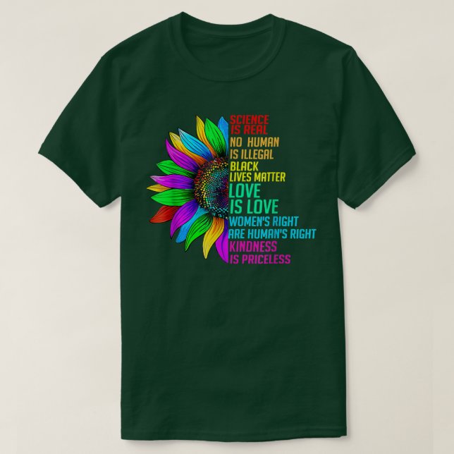Camiseta Sunflower Rainbow Science é real Black Lives Matt (Frente do Design)