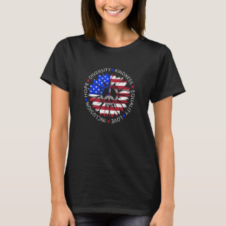 Camiseta Sunflower Sinal de Paz EUA Bandeira Patriótico 4 d