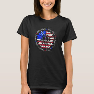 Camiseta Sunflower Sinal de Paz EUA Bandeira Patriótico 4 d