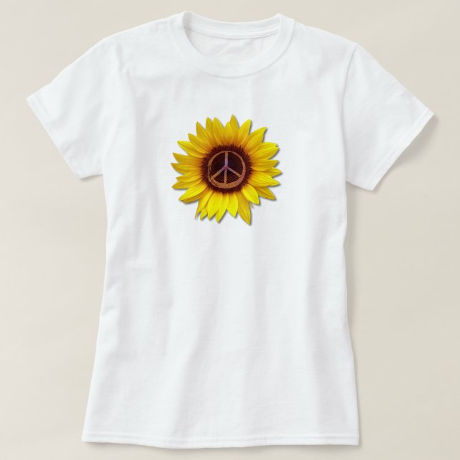 Camiseta Sunflower Sinal de Paz Sinal Ucrânia Flor (Frente do Design)