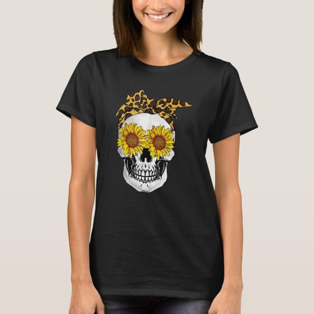 Camiseta Sunflower Skull Lepard Imprima Bandana Cats Sugars (Frente)