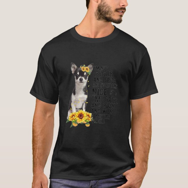 Camiseta Sunflower Sunshine Chihuahua Chiwawa Cães Girls Wo (Frente)