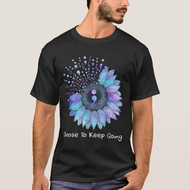Camiseta Sunflower Teal Purple Ribbon Suicide Prevention Aw (Frente)