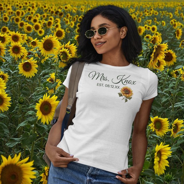 Camiseta Sunflower Wedding Bride Sra. Estabelecida (Criador carregado)