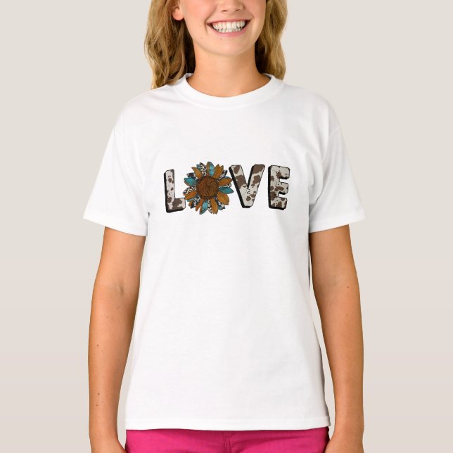 Camiseta Sunflower Western Love Boho Summer Animal Print (Frente)