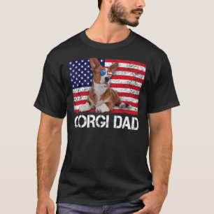 Camiseta Sunglass Corgi Pai Flag American Usa og