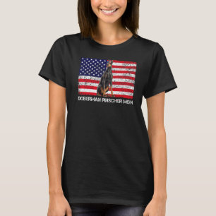 Camiseta Sunglass Doberman Pinscher Mãe Bandeira Americana