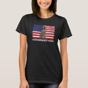 Camiseta Sunglass Weimaraner Mãe Bandeira Americana Cachorr