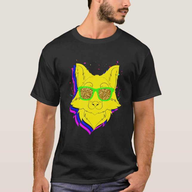 Camiseta Sunglasses Party Animal Cool Forest Animal Fox (Frente)