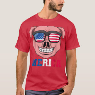Camiseta Sunglasses Pig Merica 4th Of July Boy Girls Americ