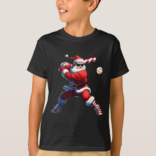 Camiseta Sungles Santa Playing Baseball Christmas Pajamas X (Frente)