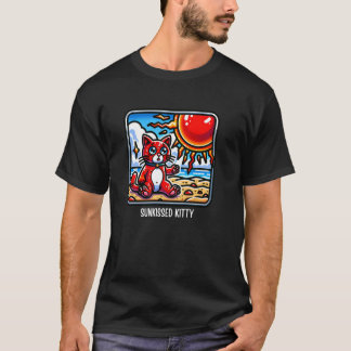 Camiseta Sunkissed Kitty - Adorable Red Cat Beach Cartoon