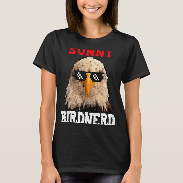 Camiseta Sunny Birdnerd Retro Pixel Eagle Óculos de sol Des (Frente)