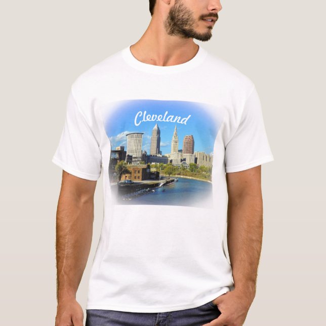 Camiseta Sunny Cleveland River Skyline (Frente)