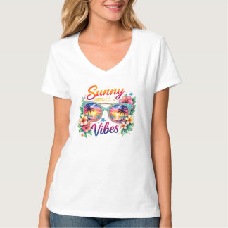 Camiseta Sunny Vibes Tropical Sunset Sunglasses Women’s Bas