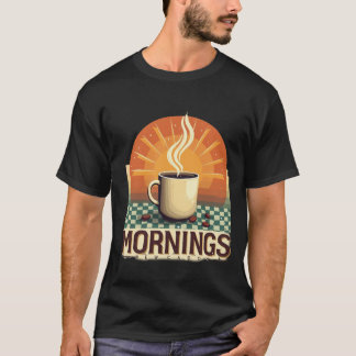 Camiseta Sunrise Brew | Retrô Xadrez Picnic Café